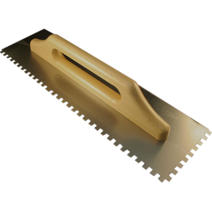 notched plate trowel wooden handle